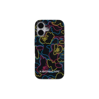 A BATHING APE Neon Camo Iphone 16 Case "Black"