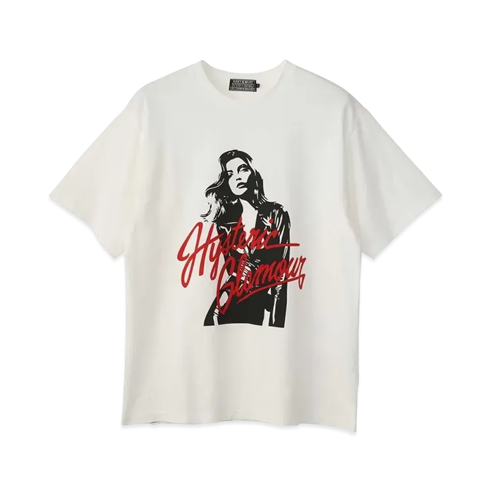 HYSTERIC GLAMOUR Leather Woman T-Shirt "White"