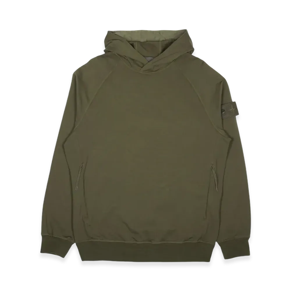 Stone Island 653F3 Ghost Piece Cotton Stretch Fleece Hooded Sweatshirt - 21SS "Military Green"