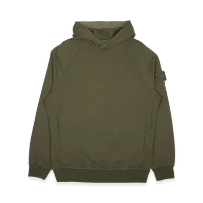 Stone Island 653F3 Ghost Piece Cotton Stretch Fleece Hooded Sweatshirt - 21SS "Military Green"