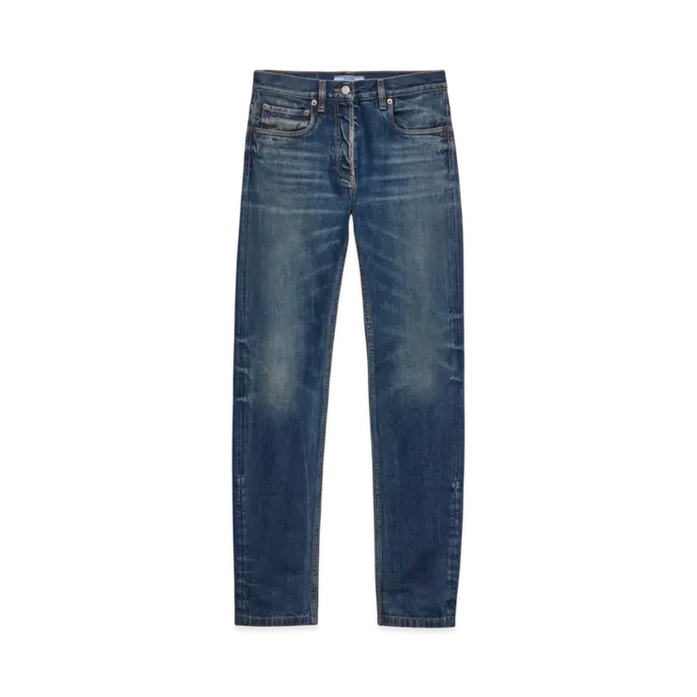 PRADA Women's Slim-Fit Selvedge Denim Jeans "Navy"