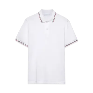 PRADA Men's Short-Sleeved Pique Polo Shirt "White/Red"