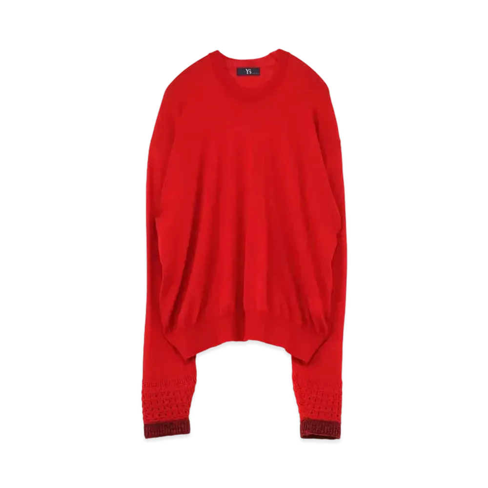 Yohji Yamamoto Y's BASOLAN EXTRAFINE MERINO WOOL PATCHING KNIT "Red"