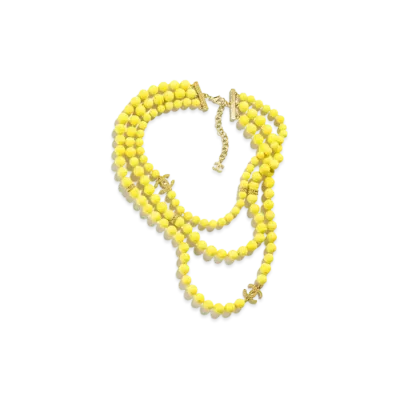 CHANEL Necklace Metal, Glass Pearls & Strass "Gold/Yellow"