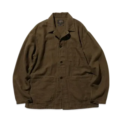 BEAMS MIL Chore Jacket Cotton Linen "Brown"