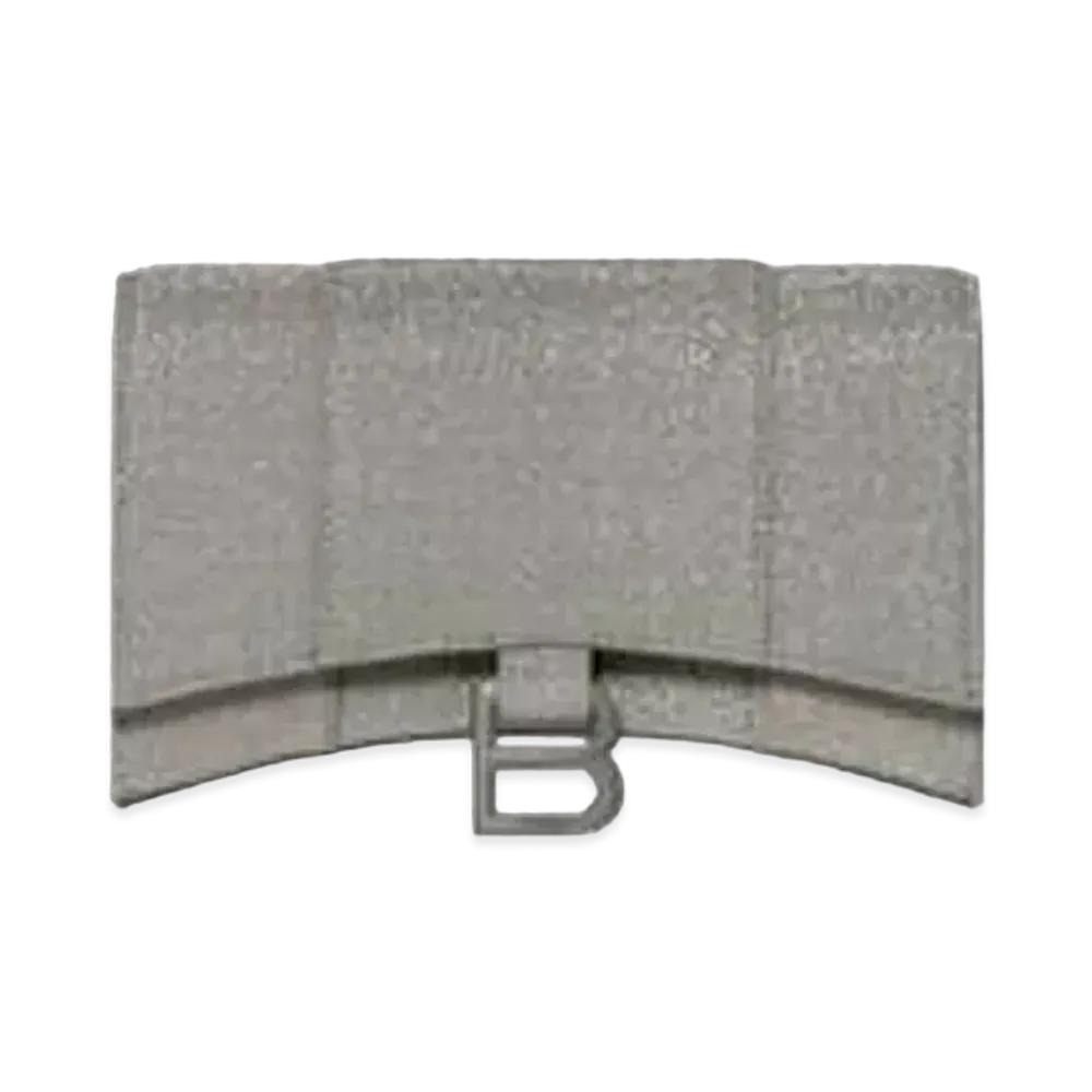 BALENCIAGA Hourglass Wallet With Chain In Glitter Material "Gray"
