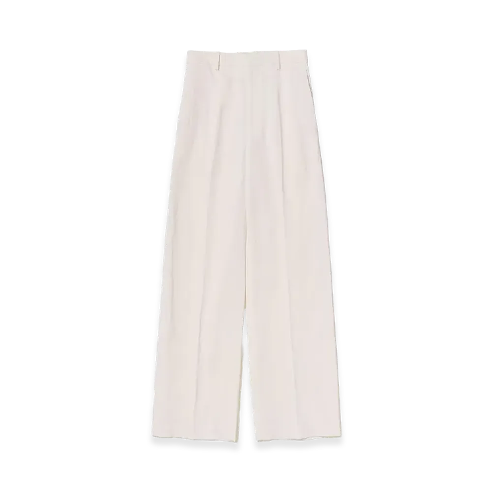 AURALEE High-Twist Wool Linen Twill Slacks "Off White"