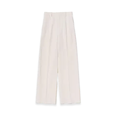AURALEE High-Twist Wool Linen Twill Slacks "Off White"