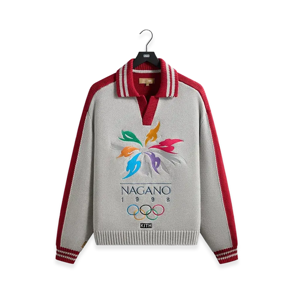 Kith x Olympics Heritage Marks Nelson Rugby Sweater "Light Heather Grey"
