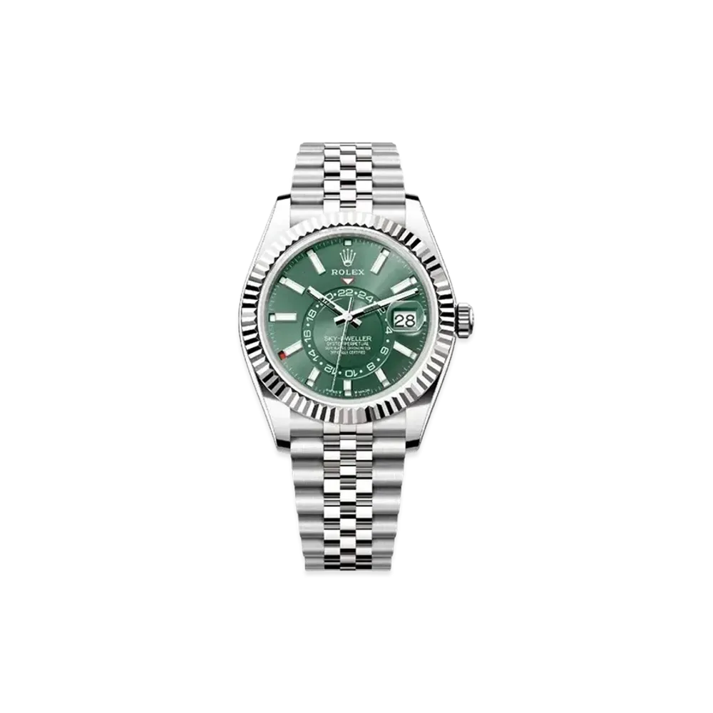 ROLEX Sky-Dweller Oyster 42mm "Mint Green/Oyster Steel/White Gold"