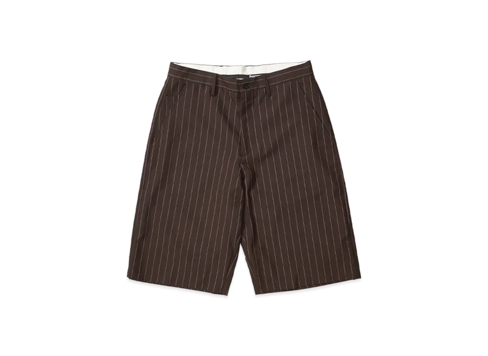 Supreme Pinstripe Wool Trouser Short "Brown"