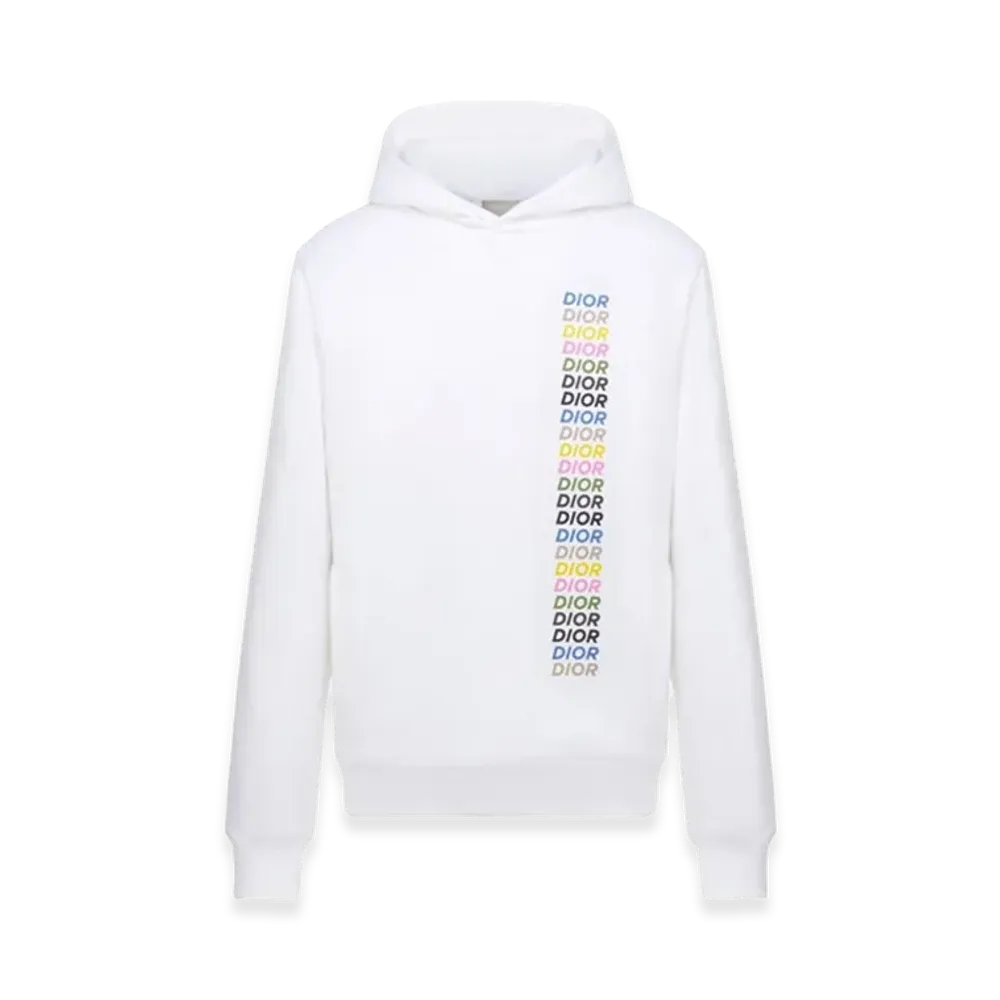 Dior Logo Print Hoodie "White"