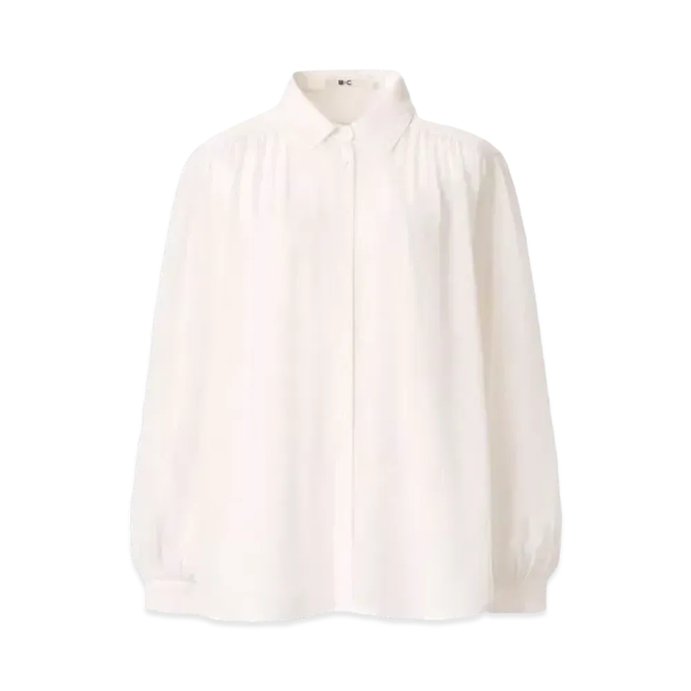 Uniqlo :C Sheer Volume Blouse (Long Sleeve) "Off White"