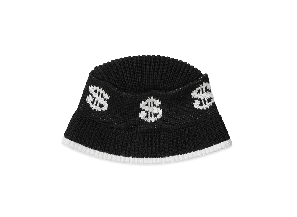 BlackEyePatch Dollar Sign Knitted Bucket Hat "Black"