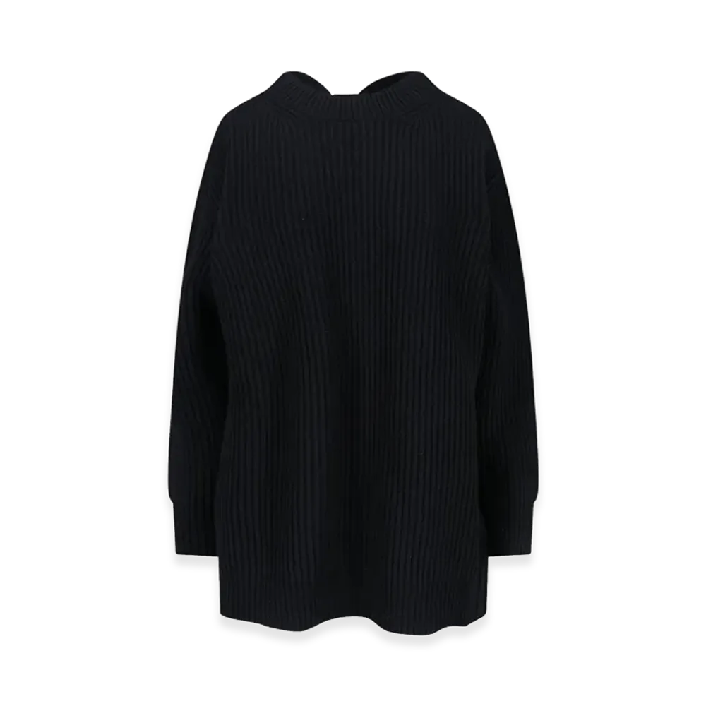 MM6 Maison Margiela Women's Stretch Wool Blend Oversize Sweater "Black"