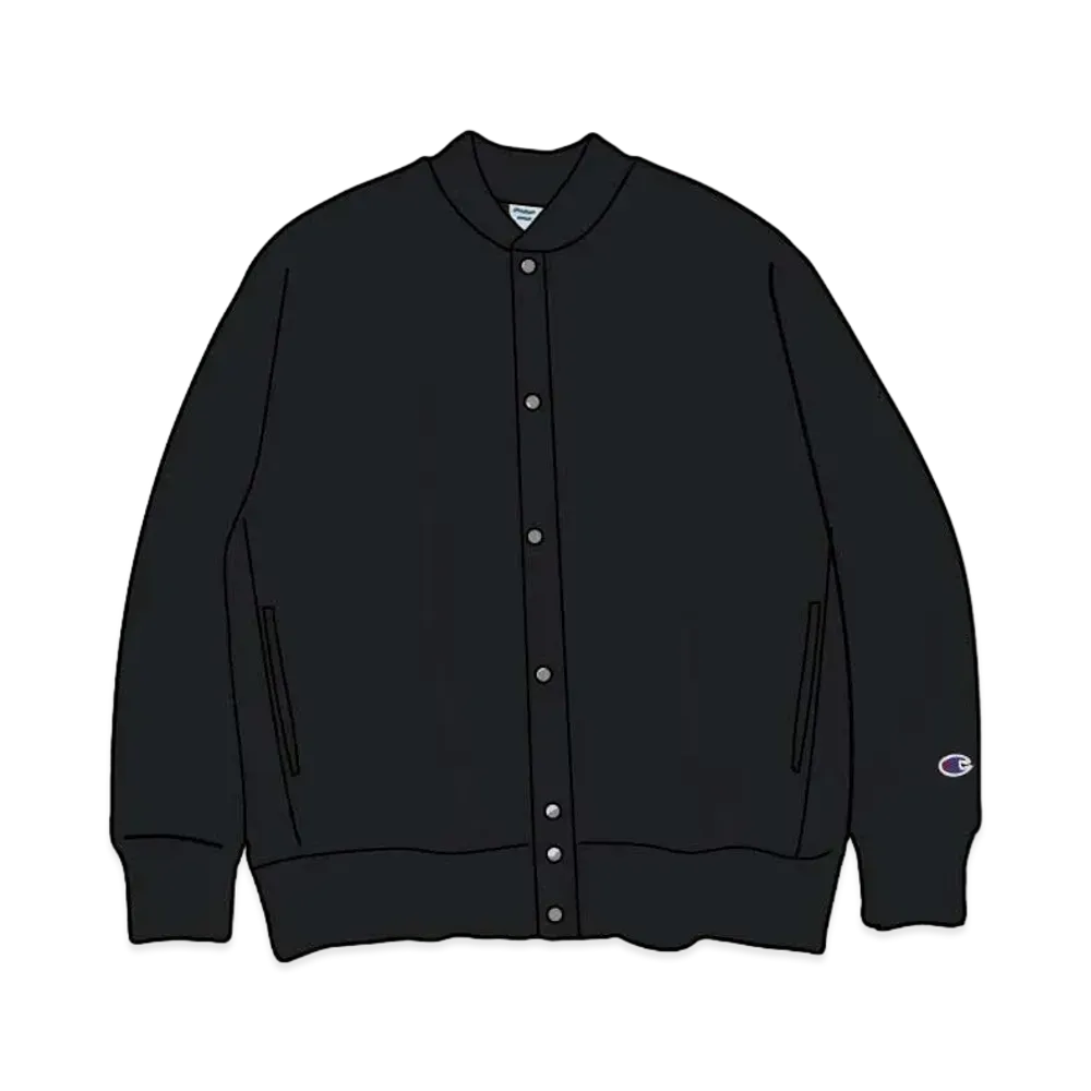 BEAMS x Champion x MIN-NANO Reverse Weave Snap Jacket "Black"
