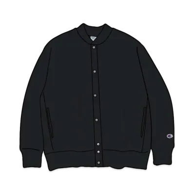 BEAMS x Champion x MIN-NANO Reverse Weave Snap Jacket "Black"
