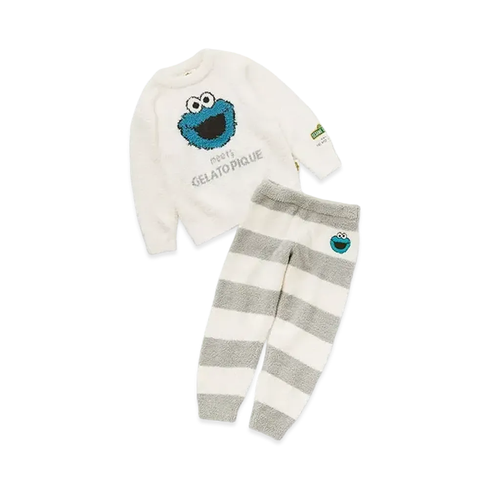 GELATO PIQUE x Sesame Street Kids Jacquard Pullover & Long Pants Set "Blue"