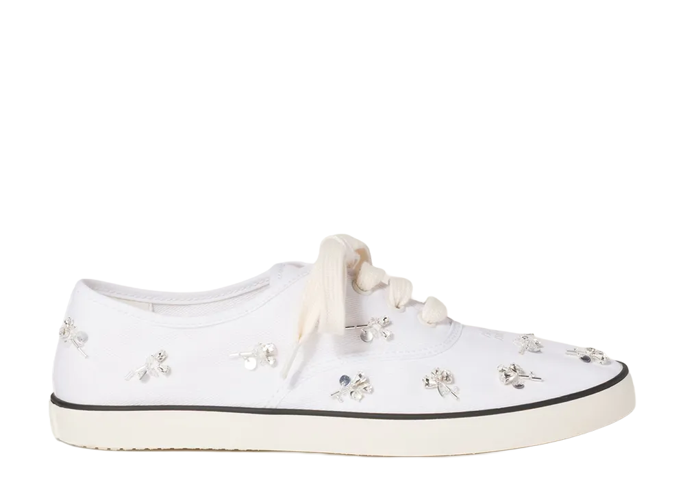 MIU MIU Women's Embroidered Drill Sneakers "White"