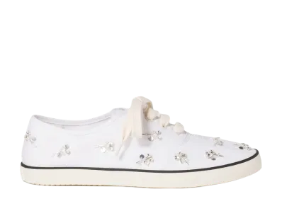 MIU MIU Women's Embroidered Drill Sneakers "White"
