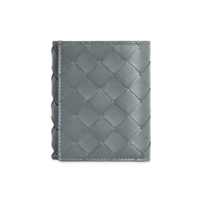 Bottega Veneta Intrecciato Lambskin Calfskin Trifold Wallet With Coin Purse "Thunder"