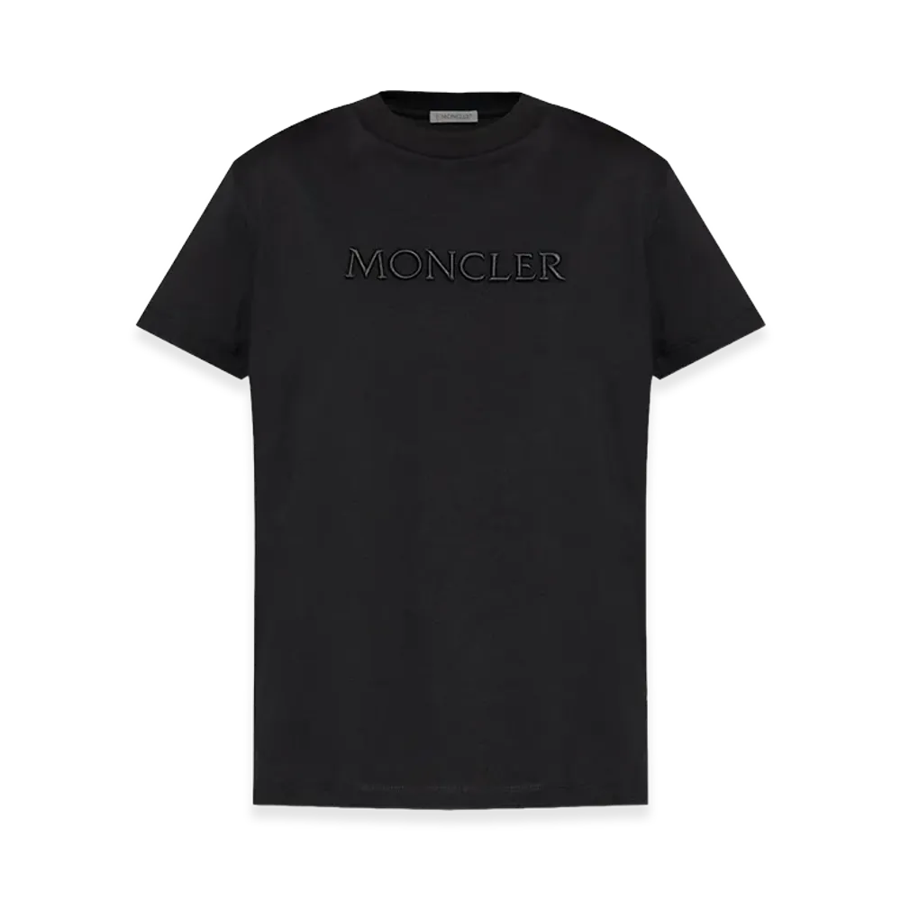 MONCLER Women's Embroidered Tonal Logo Cotton T-Shirt "Black"