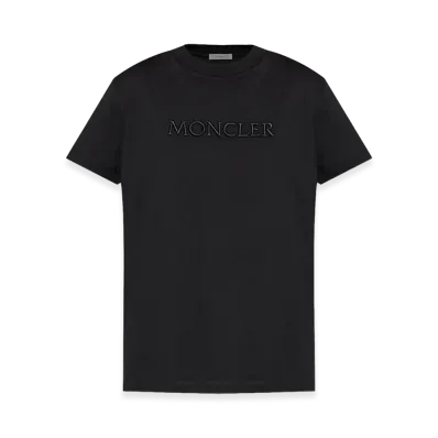 MONCLER Women's Embroidered Tonal Logo Cotton T-Shirt "Black"