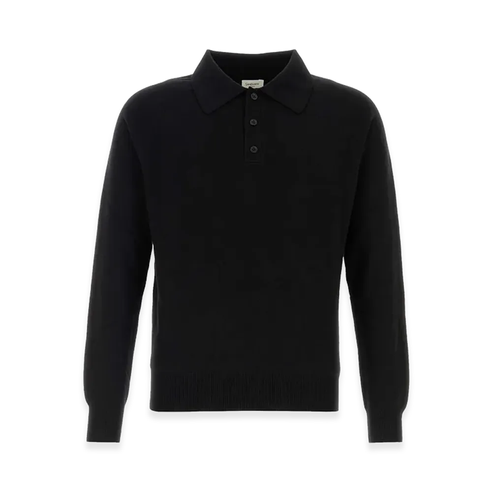 Saint Laurent Wool Polo Shirt "Black"