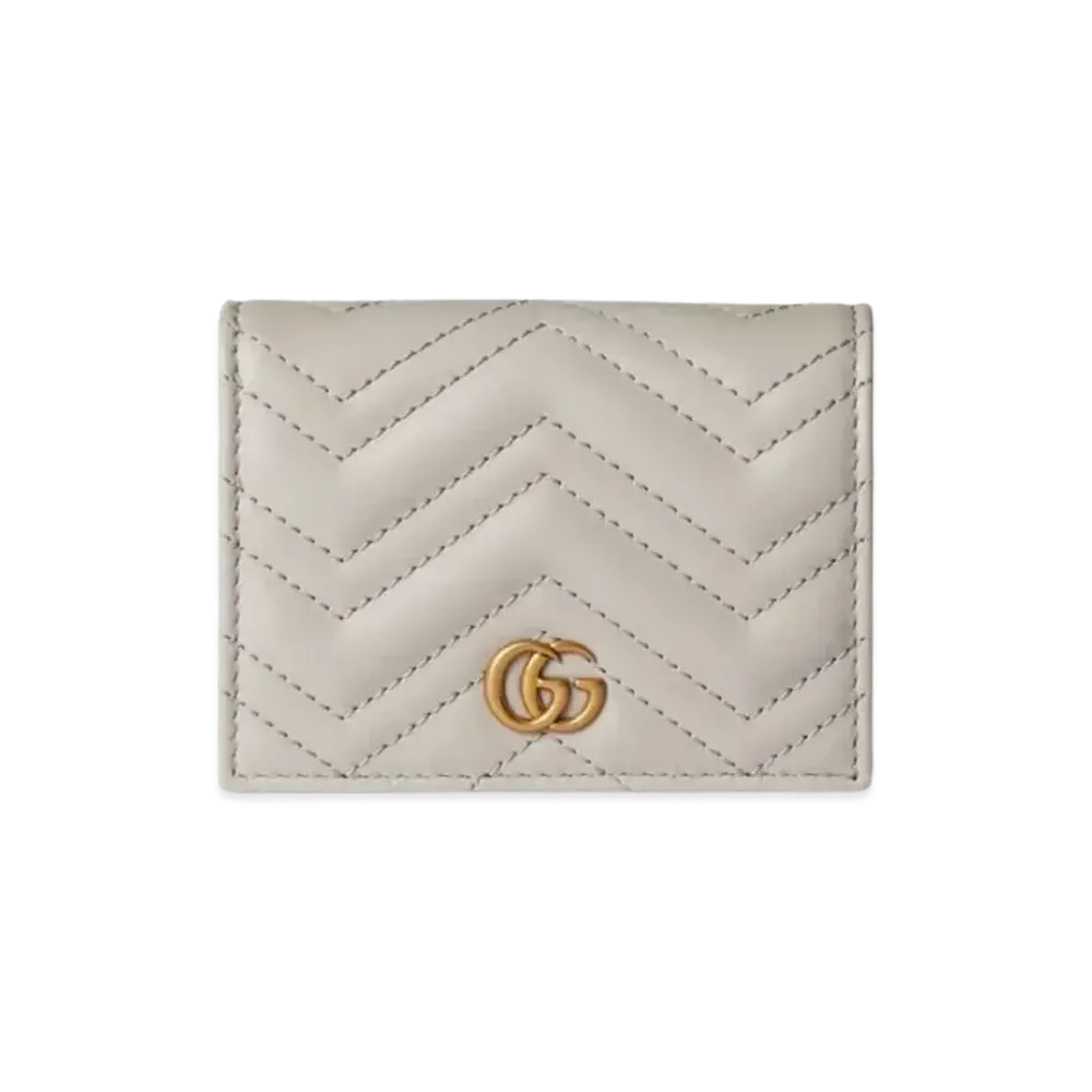 GUCCI GG Marmont Card Case Wallet "Light Grey"