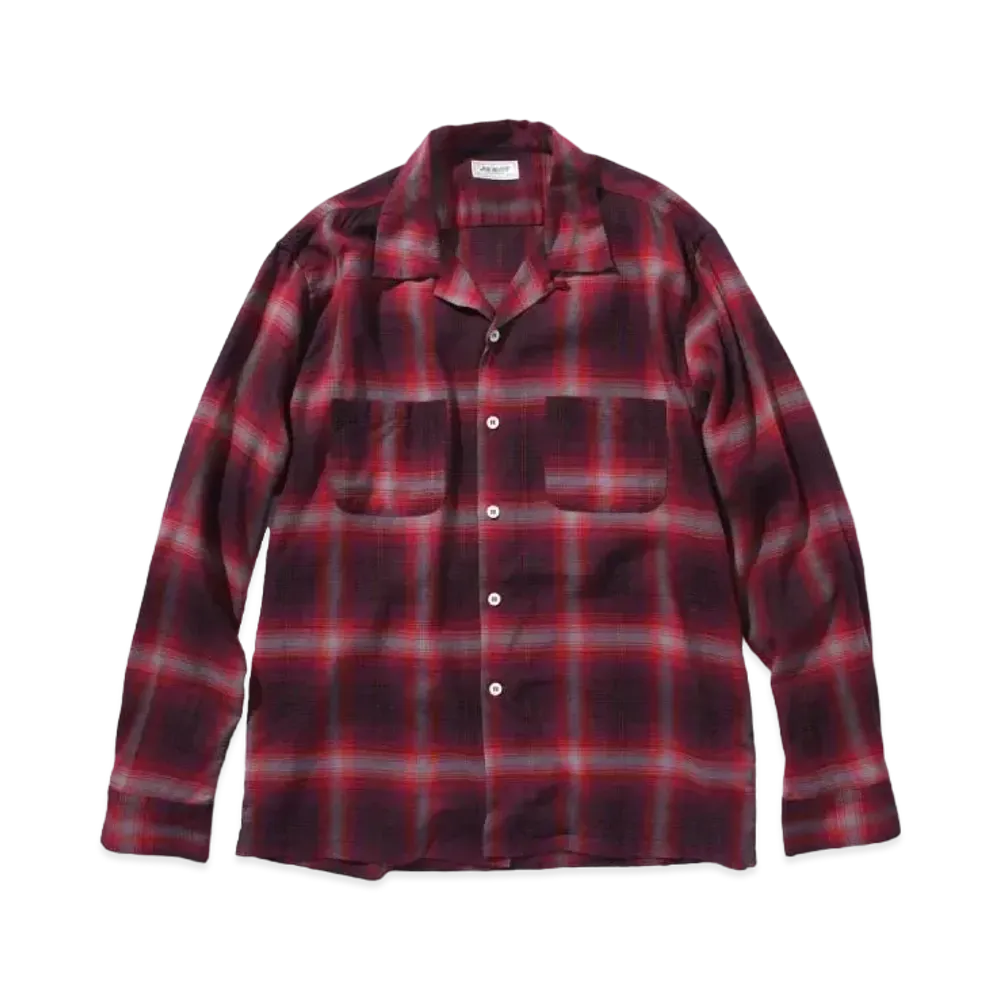 THE REAL McCOY'S Shadow Check Rayon Shirt "Crimson"