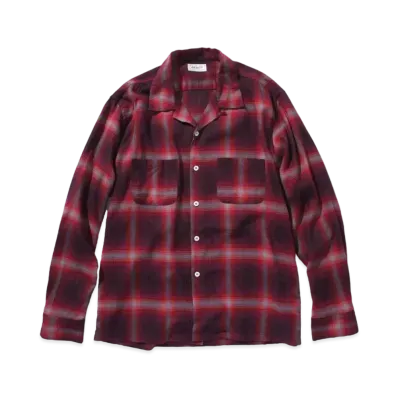 THE REAL McCOY'S Shadow Check Rayon Shirt "Crimson"