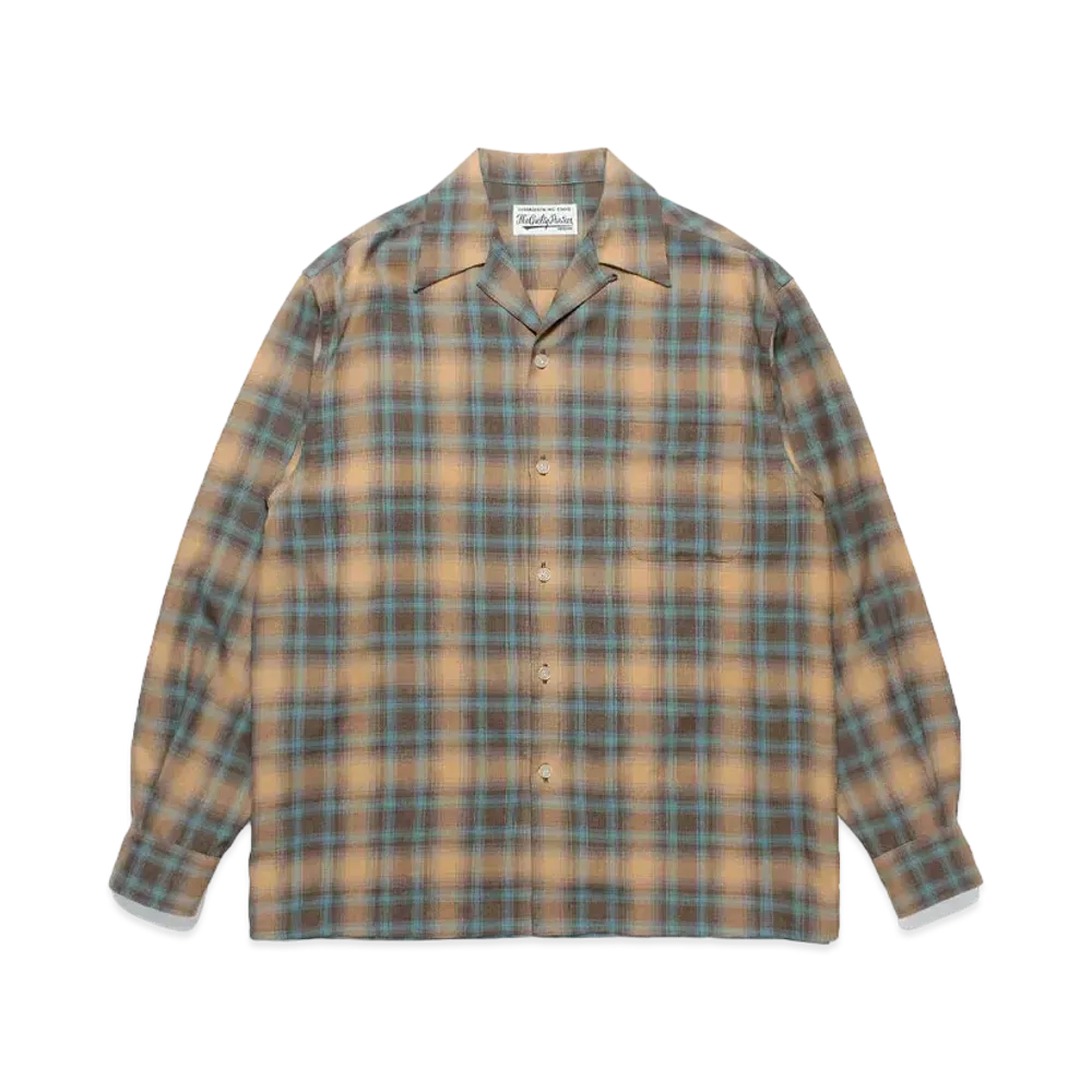 WACKO MARIA Check Open Collar Shirt "Brown"