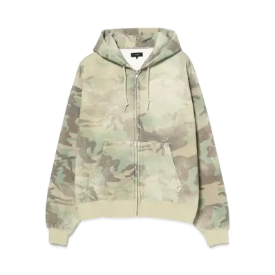 BEAMS Faded Camo Zip-Up Hoodie "Woodland"