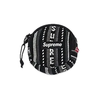 Supreme Woven Stripe Coin Pouch "Black"