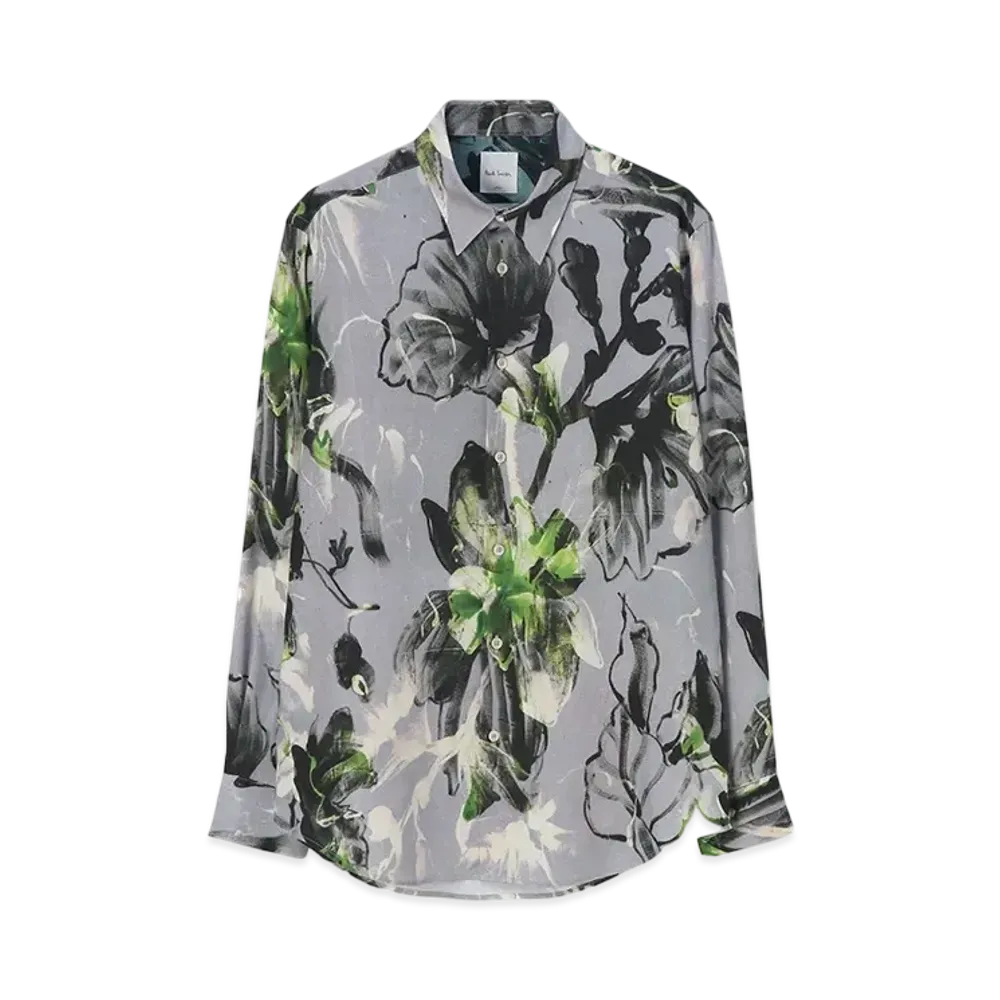 Paul Smith Painted Leaf Shirt "IceGray"