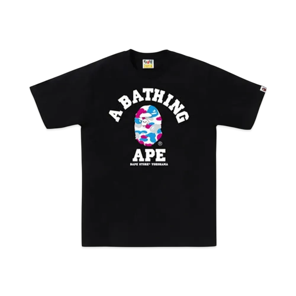 A BATHING APE Bape Store Yokohama Camo College Tee "Black"