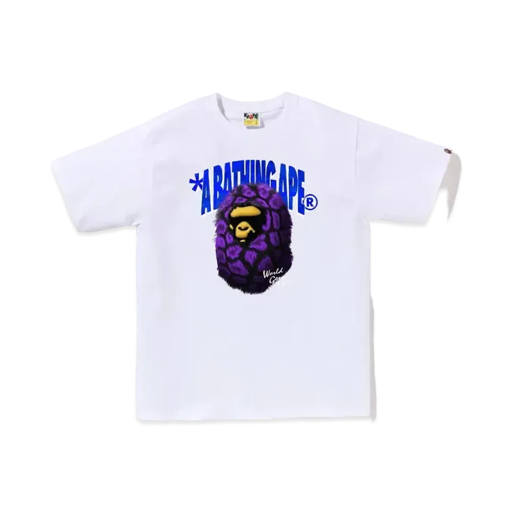 A BATHING APE Fur Ape Head Tee "White"