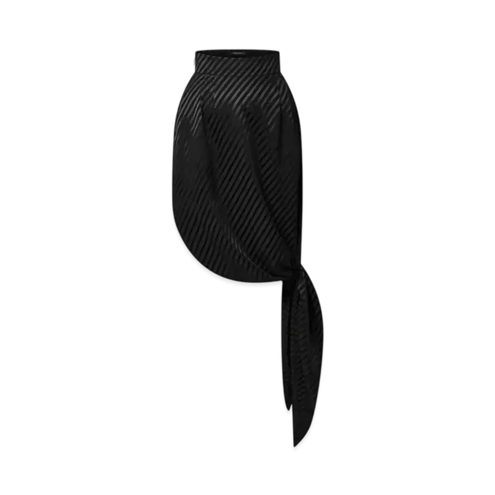 Louis Vuitton Women's Striped Silk Knot Skirt "Noir"
