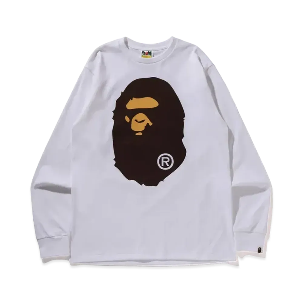 A BATHING APE Big Ape Head L/S Tee "White"