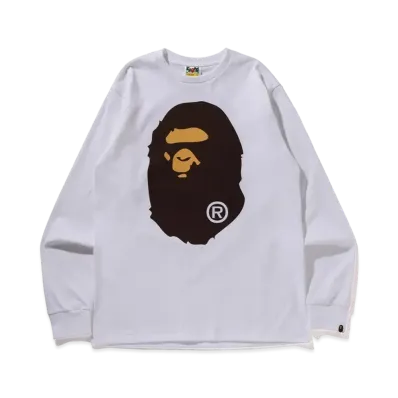 A BATHING APE Big Ape Head L/S Tee "White"