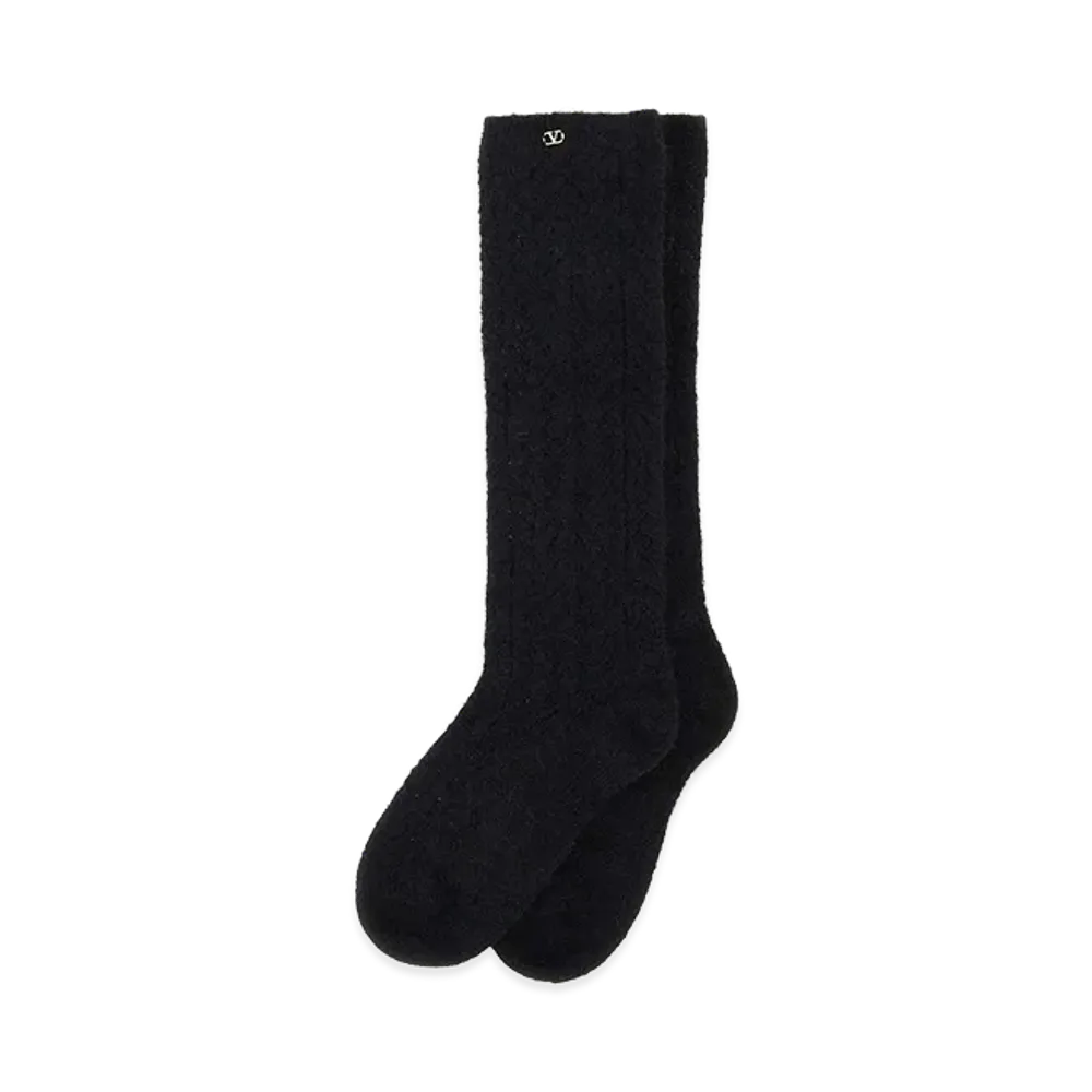 Valentino Women's Stretch Mohair Blend Socks "Black"