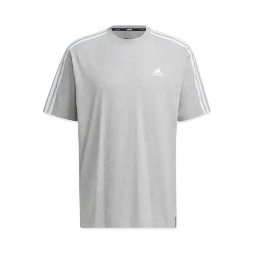 adidas Essentials Plus Loose Fit Three Stripes Short Sleeve T-Shirt "Medium Grey Heather"