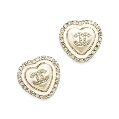 CHANEL Stud Earrings Metal, Resin, Glass Pearls & Strass "Gold/Pearly White/Crystal"