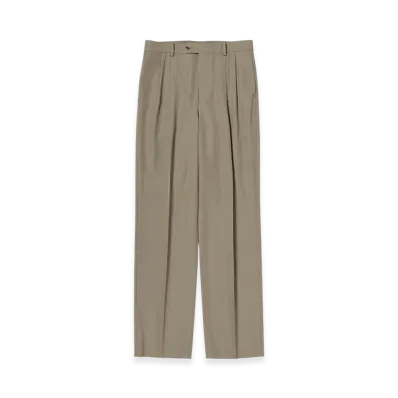 AURALEE Light Wool Max Gabardine Two-Tuck Slacks "Khaki Chambray"