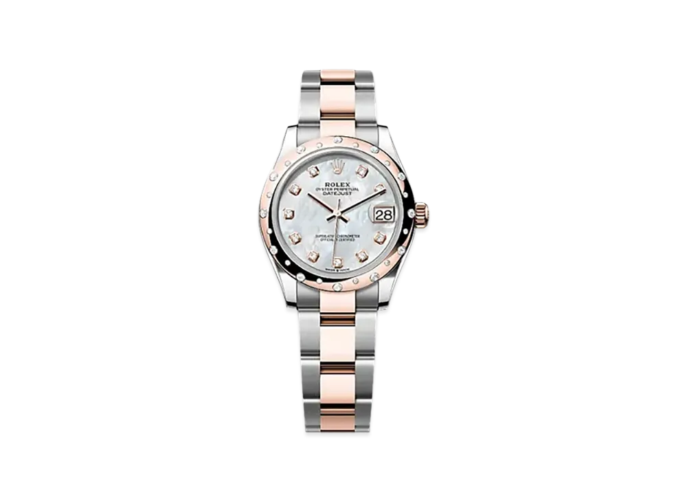 ROLEX Datejust 31mm Oystersteel & Everose Gold Diamond 278341RBR "White Mother-of-Pearl"