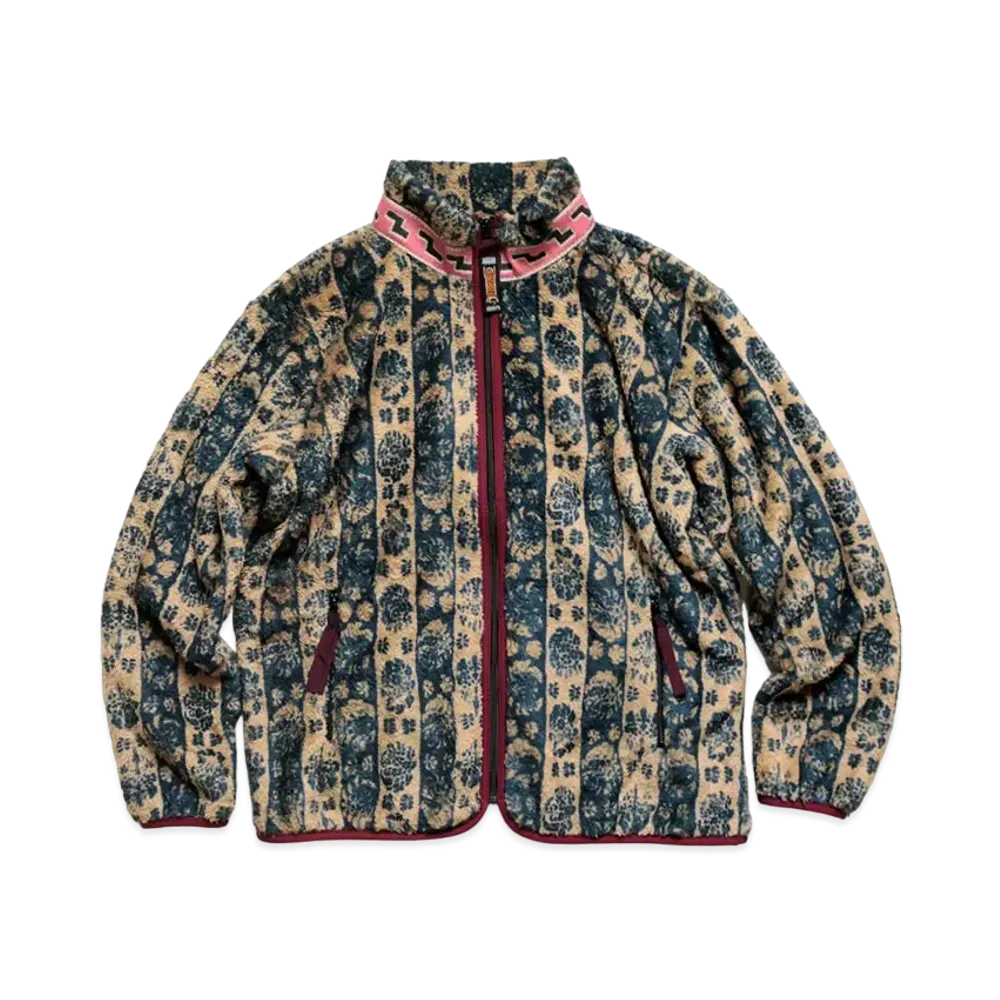 KAPITAL DAMASK STRIPED PATTERN FLEECE ZIP BULLSON "Beige"