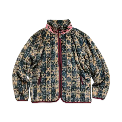 KAPITAL DAMASK STRIPED PATTERN FLEECE ZIP BULLSON "Beige"