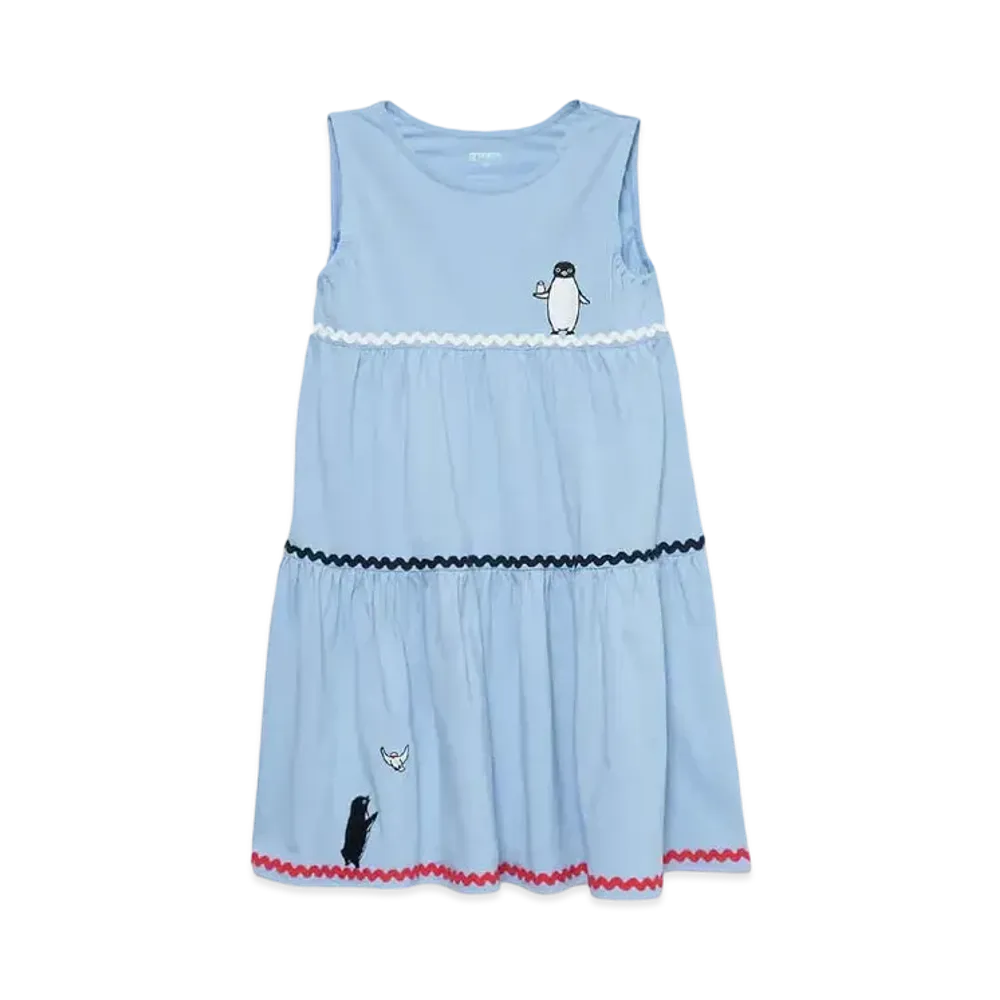 graniph x Chiharu Sakazaki Java Sparrow & Penguin I Kids Tiered One Piece "Sky Blue"