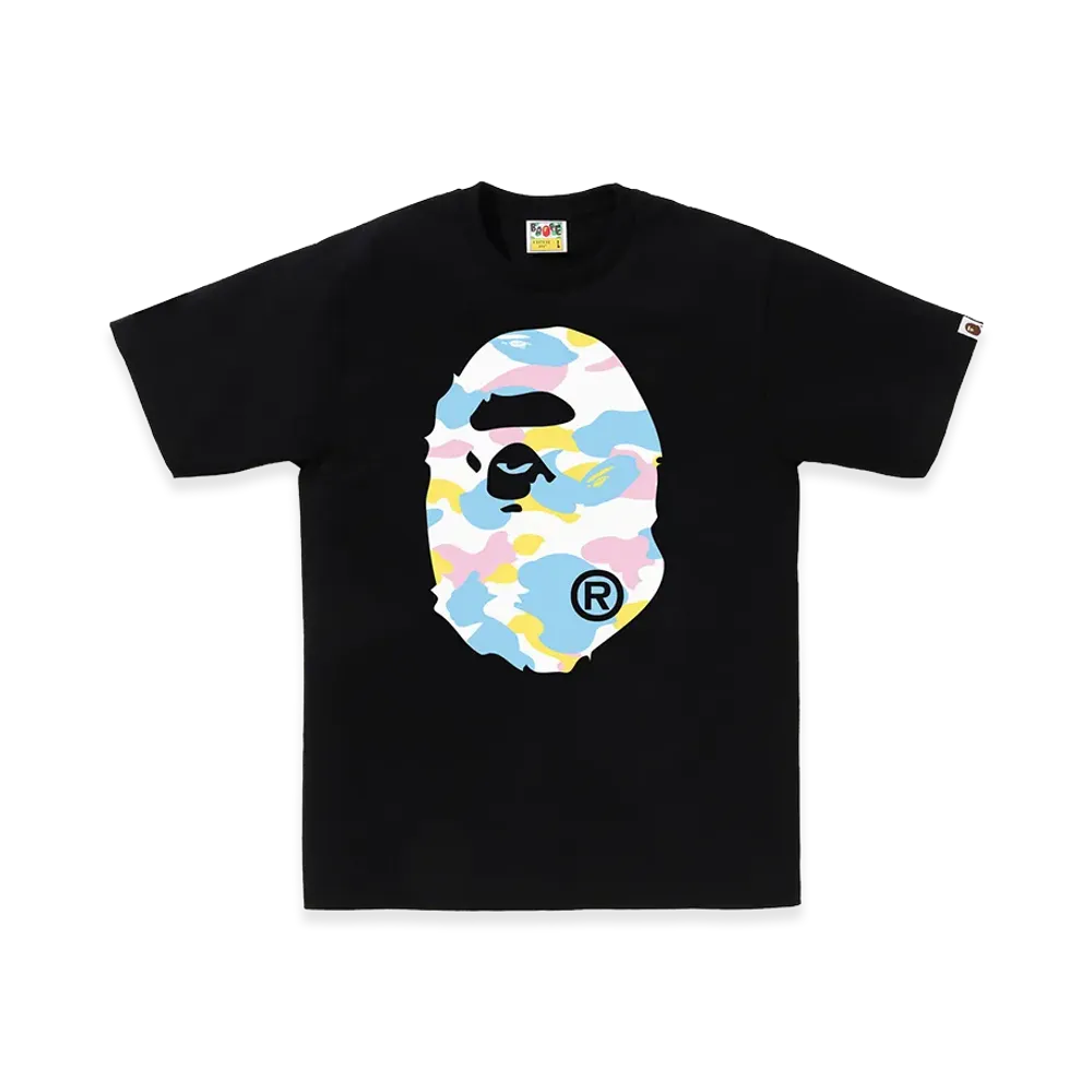 A BATHING APE New Multi Camo Big Ape Head Tee "Black"