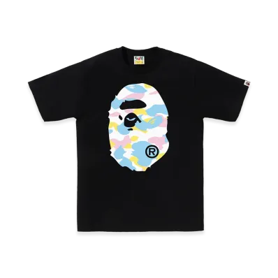 A BATHING APE New Multi Camo Big Ape Head Tee "Black"